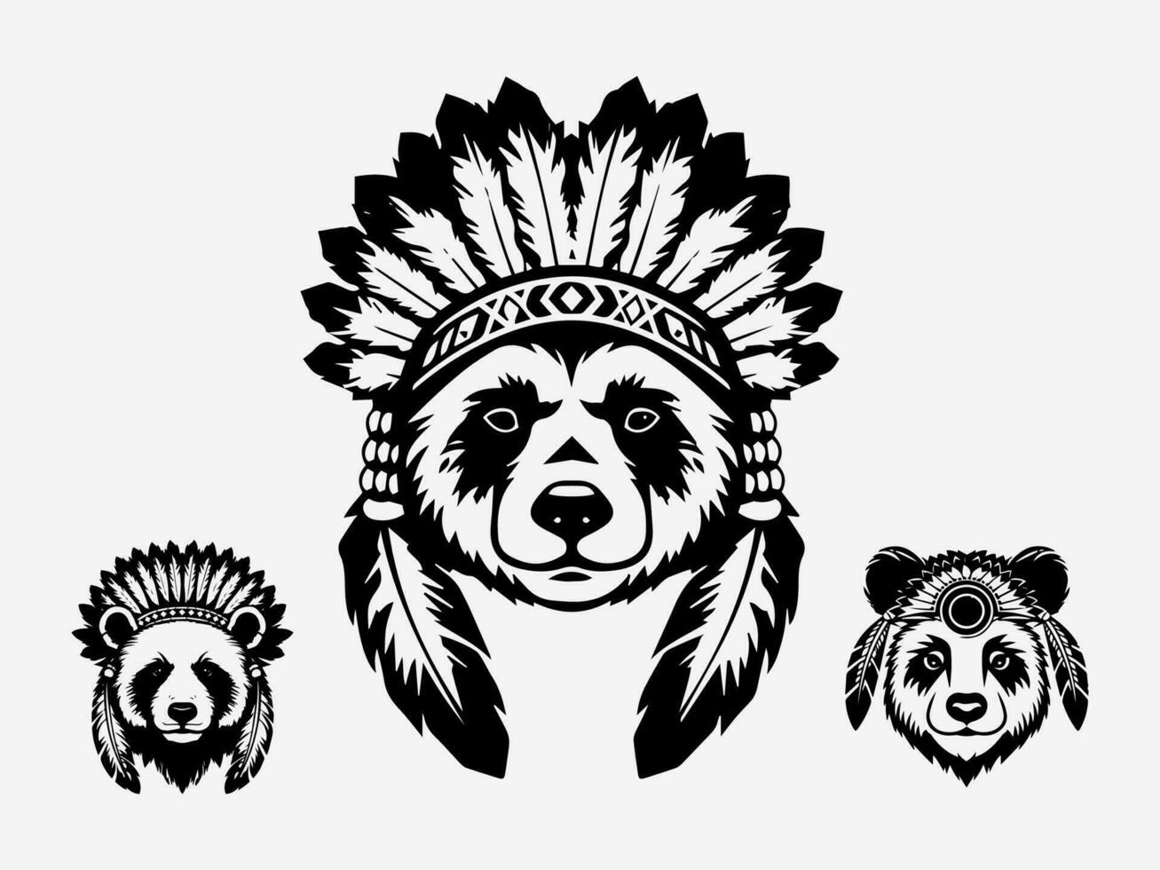 panda mano dibujado logo diseño ilustración vector