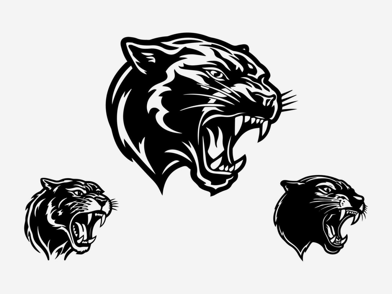 panther hand drawn logo design illustration vector
