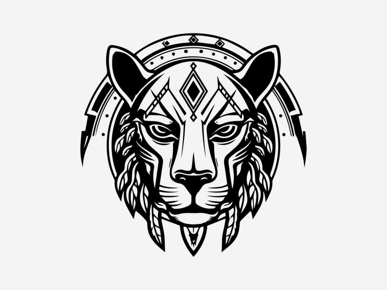 panther hand drawn logo design illustration vector