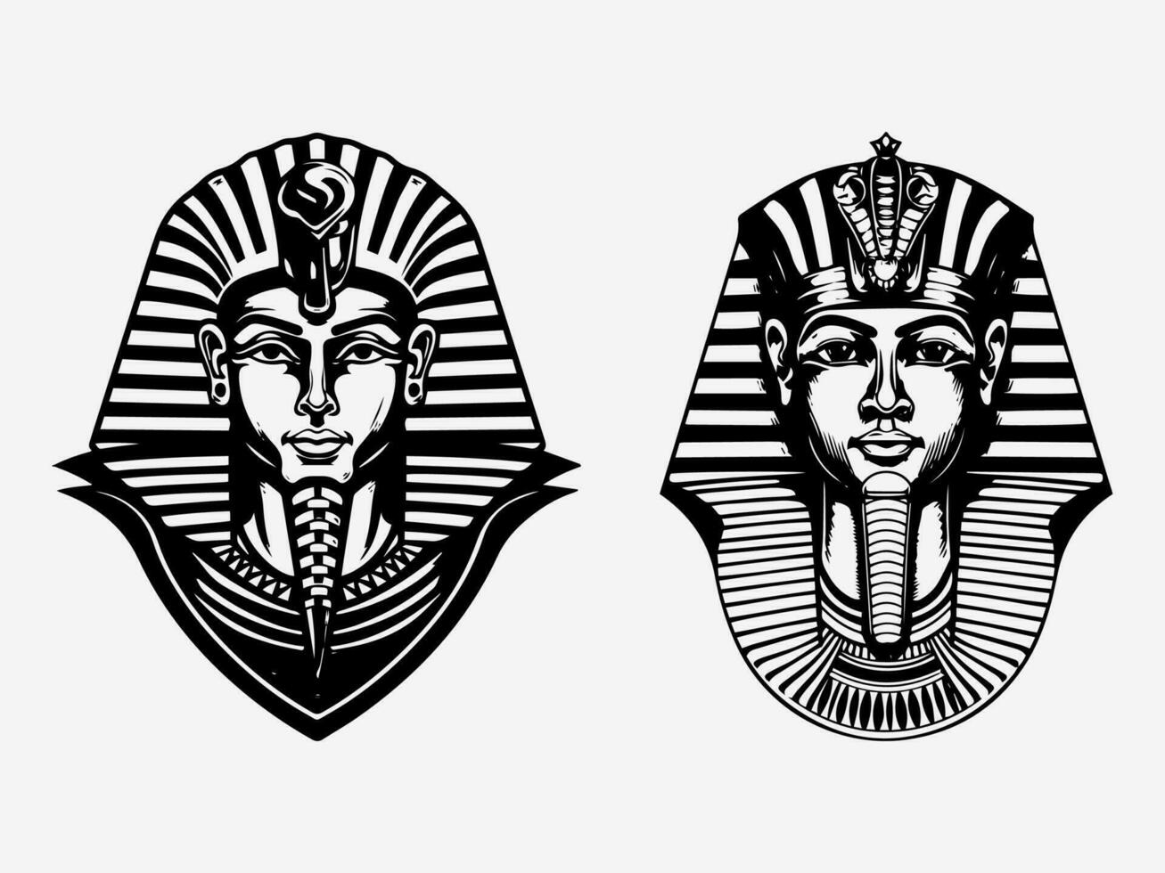 Intricate hand drawn illustration of a pharaoh, representing power, wisdom, and cultural richness, ideal for a distinctive logo design vector