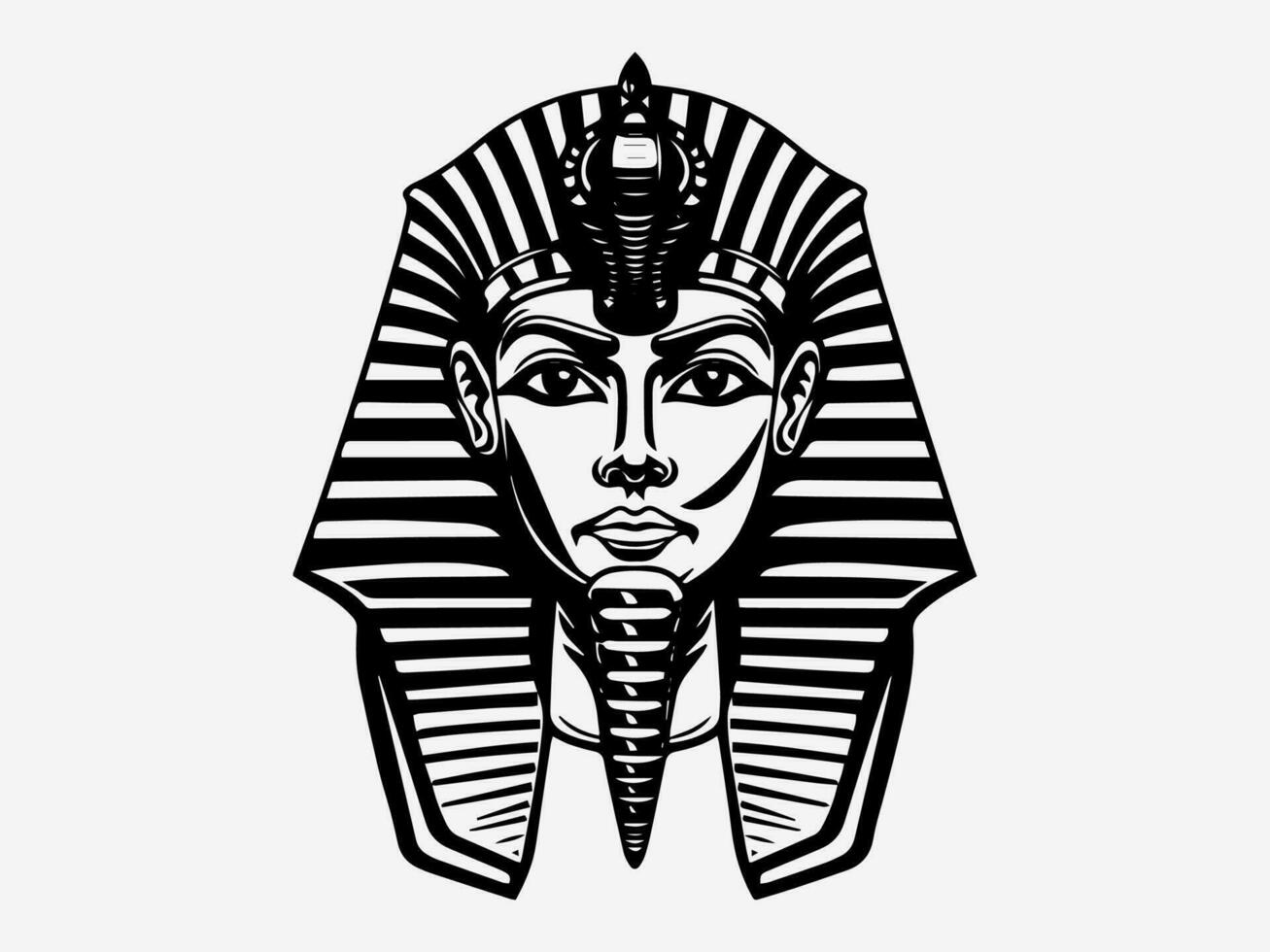 Regal and captivating pharaoh hand drawn logo design illustration, evoking ancient Egyptian mystique and authority vector