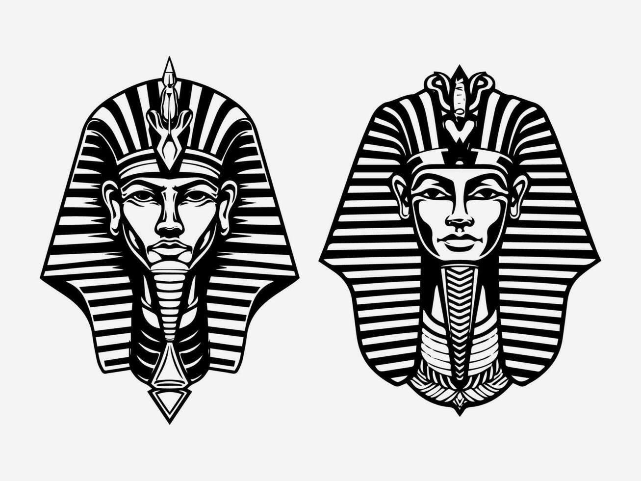 Regal and captivating pharaoh hand drawn logo design illustration, evoking ancient Egyptian mystique and authority vector