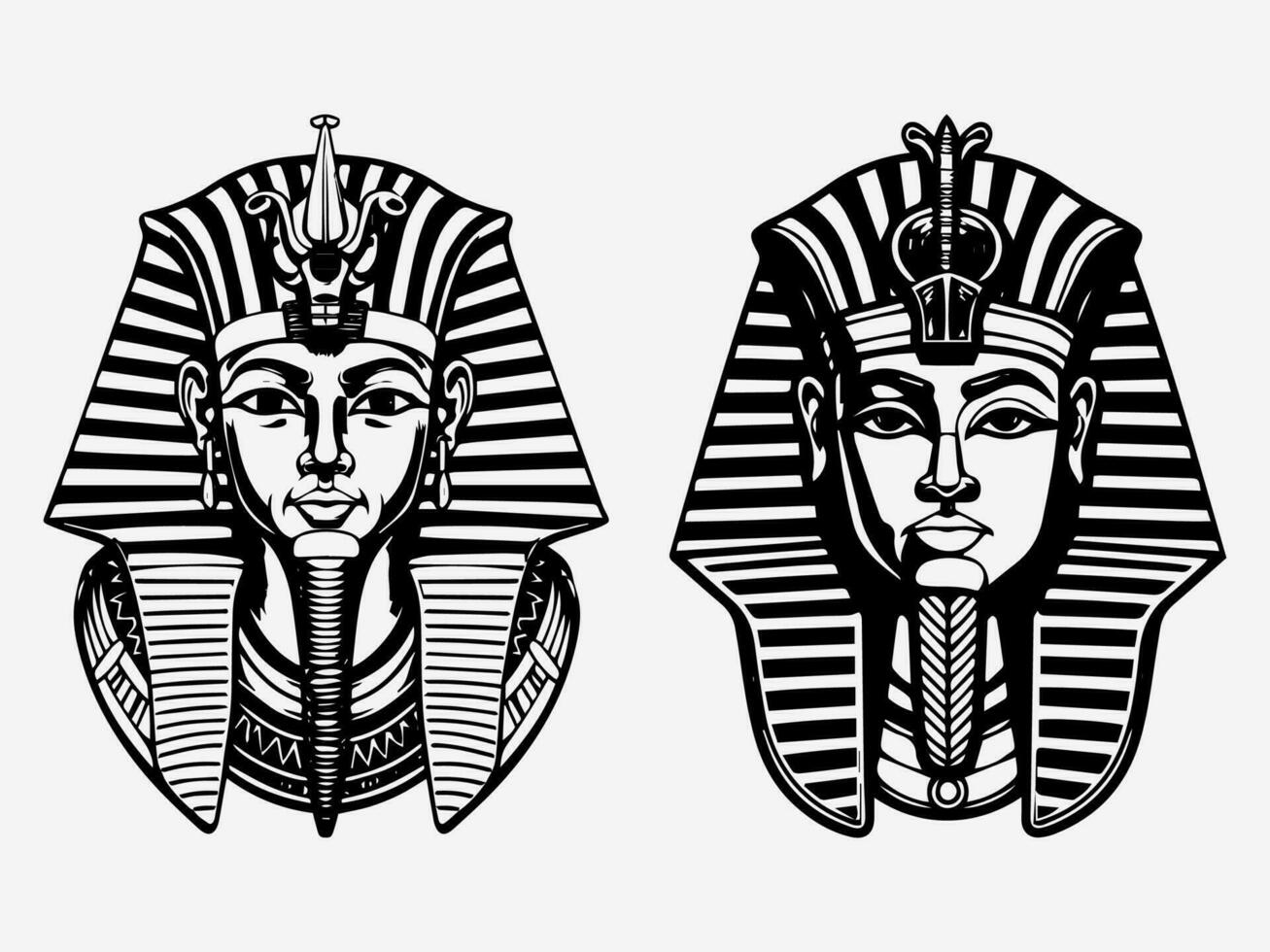 Regal and captivating pharaoh hand drawn logo design illustration, evoking ancient Egyptian mystique and authority vector