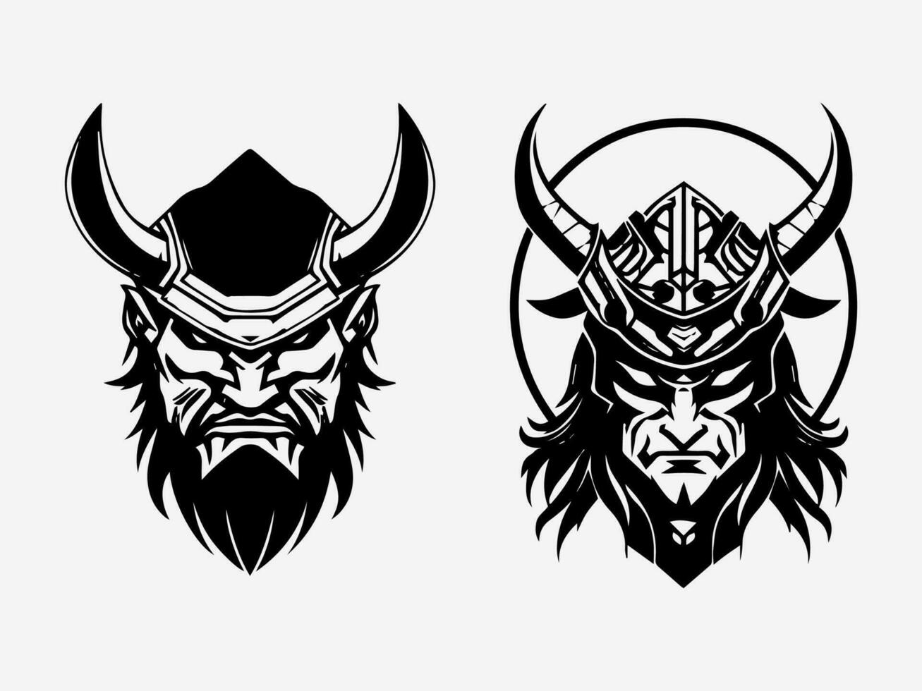 samurai mano dibujado logo diseño ilustración vector