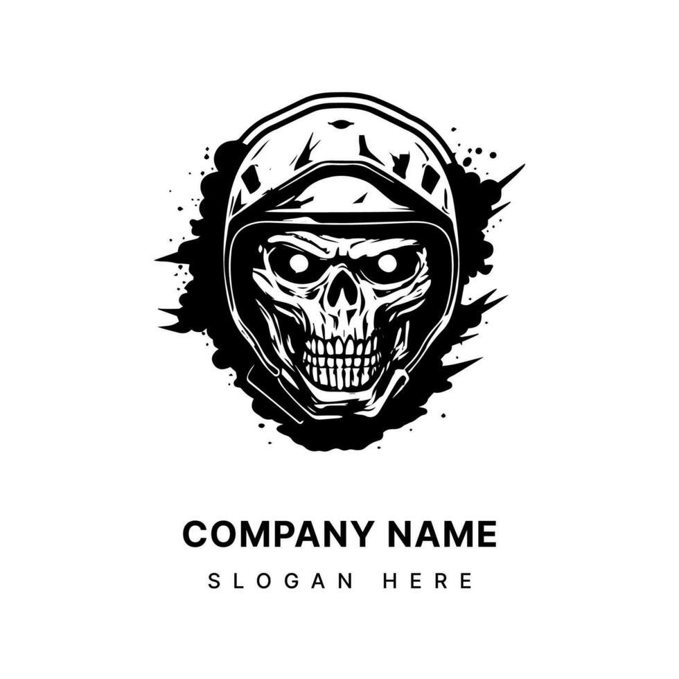skull zombie wearing motorcycle biker helmet logo vector