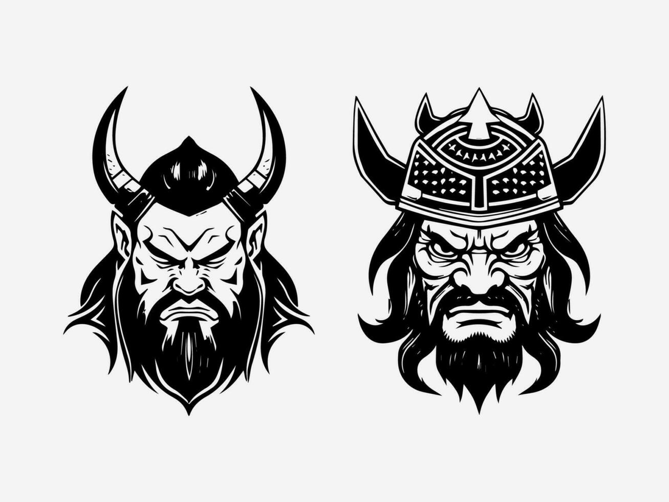 poderoso y feroz mano dibujado samurai logo diseño ilustración, encarnando fortaleza, honor, y guerrero espíritu para tu marca vector