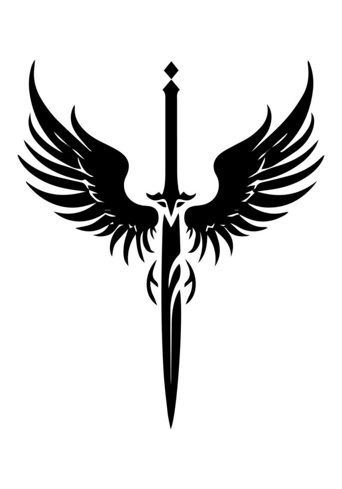 Unique and striking logo design featuring a hand drawn dagger sword, representing courage, bravery, and the warrior spirit vector