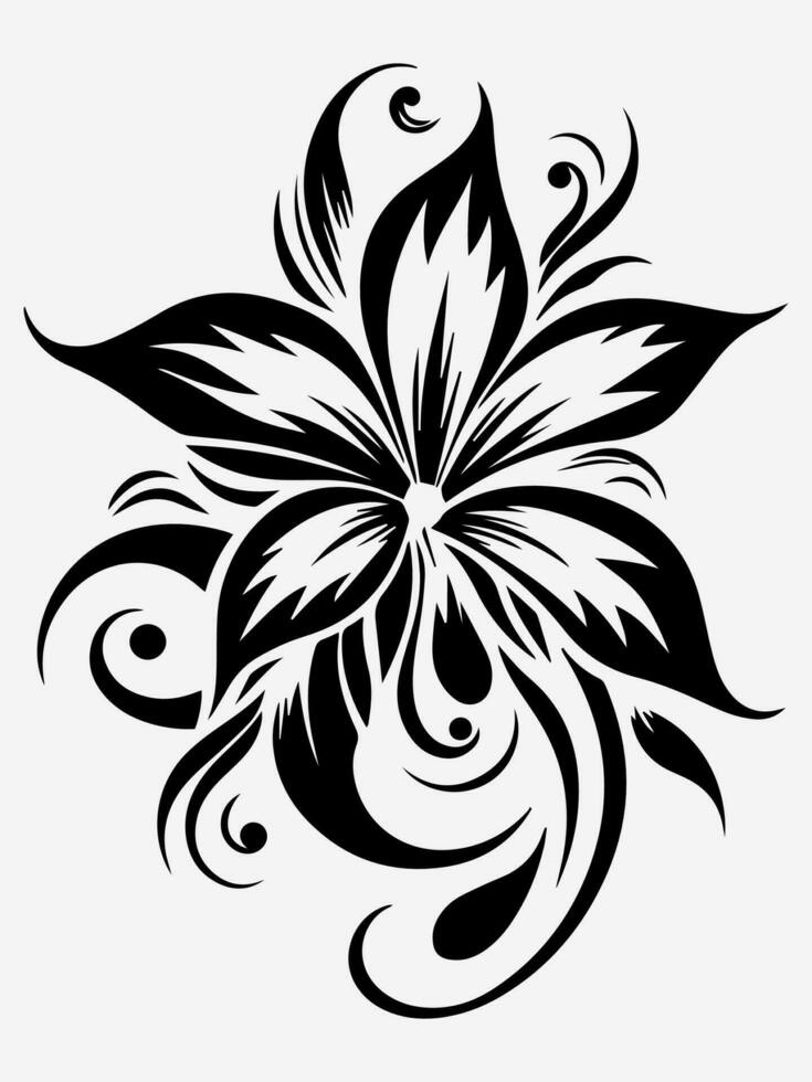 Flower leaf tribal tattoo design element vector