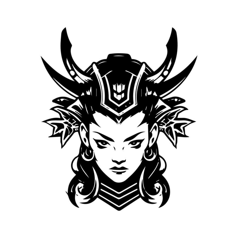 Eerie and captivating hand drawn illustration of a zombie samurai head, merging the realms of horror and ancient warrior spirit vector