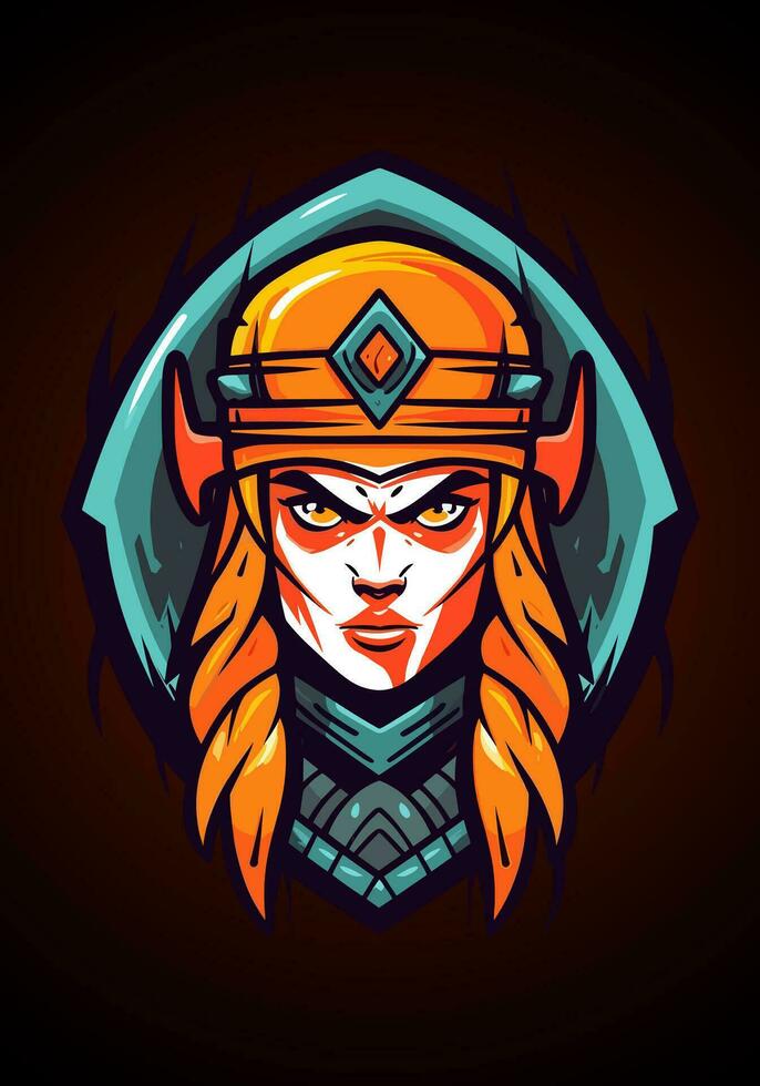 Viking warrior girl illustration vector