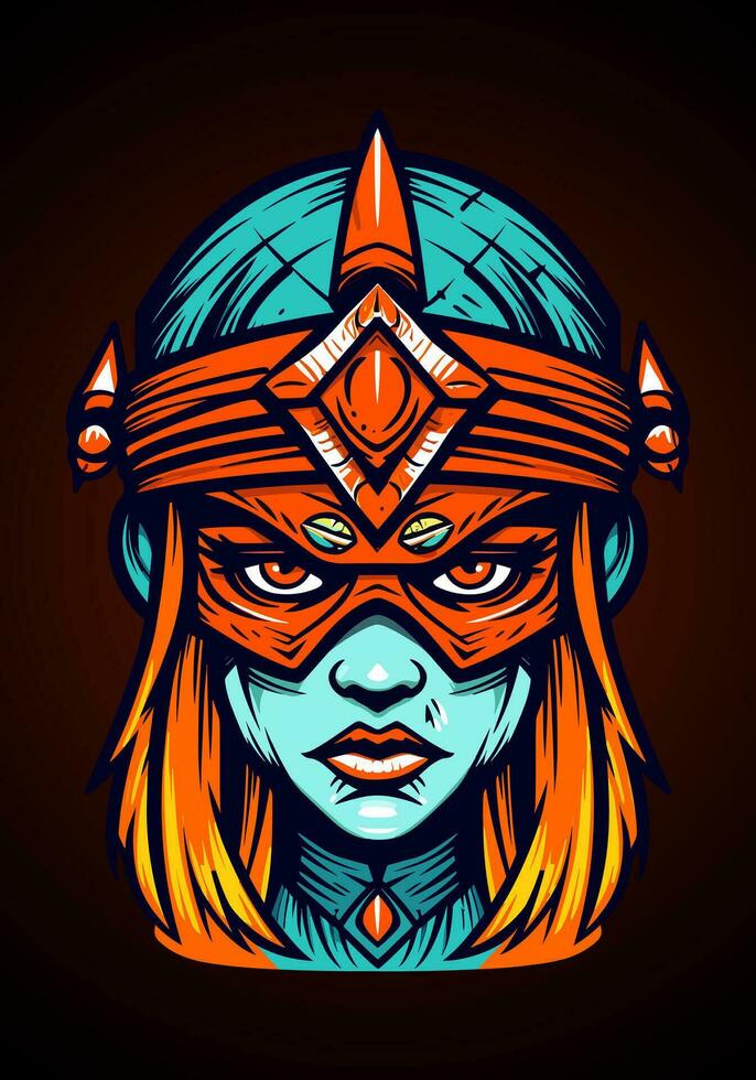 vikingo guerrero niña ilustración vector