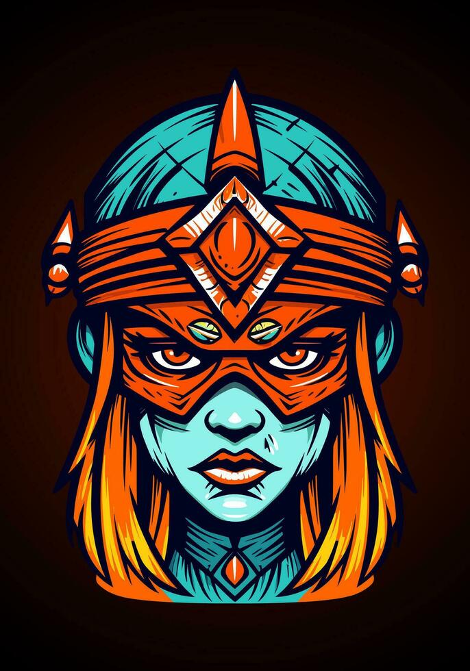 Viking warrior girl illustration vector