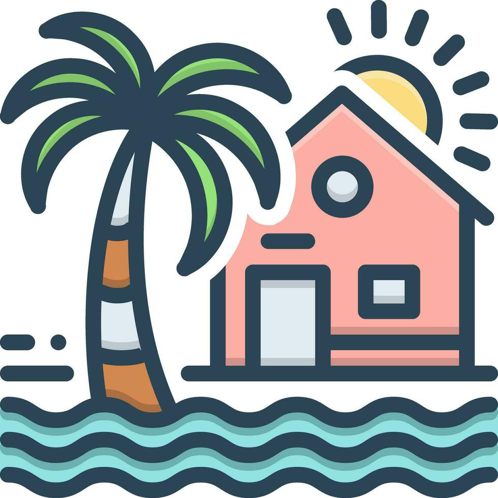 color icon for beach house vector