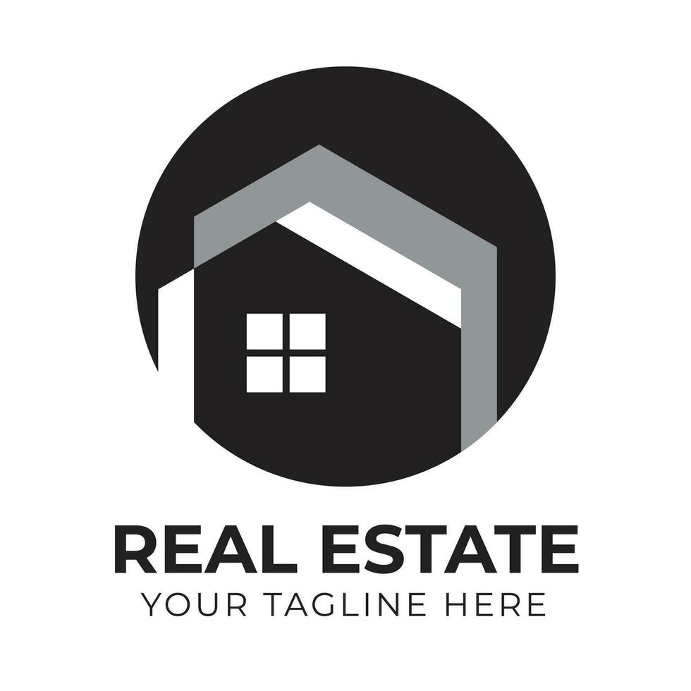 Creative modern abstract minimal real estate home house logo design Free Vector