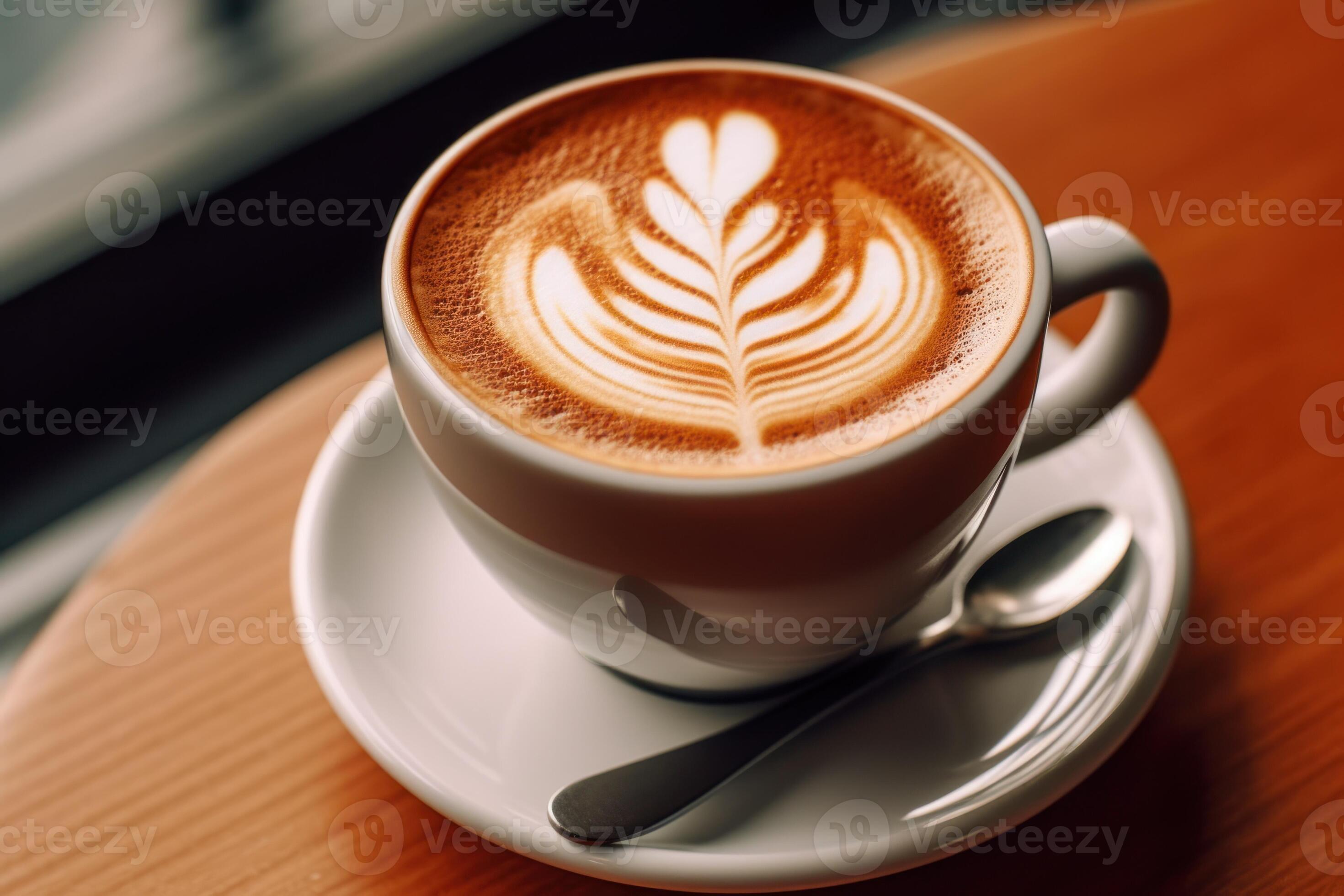 stock photo of mix a cup coffee latte more motive top view food