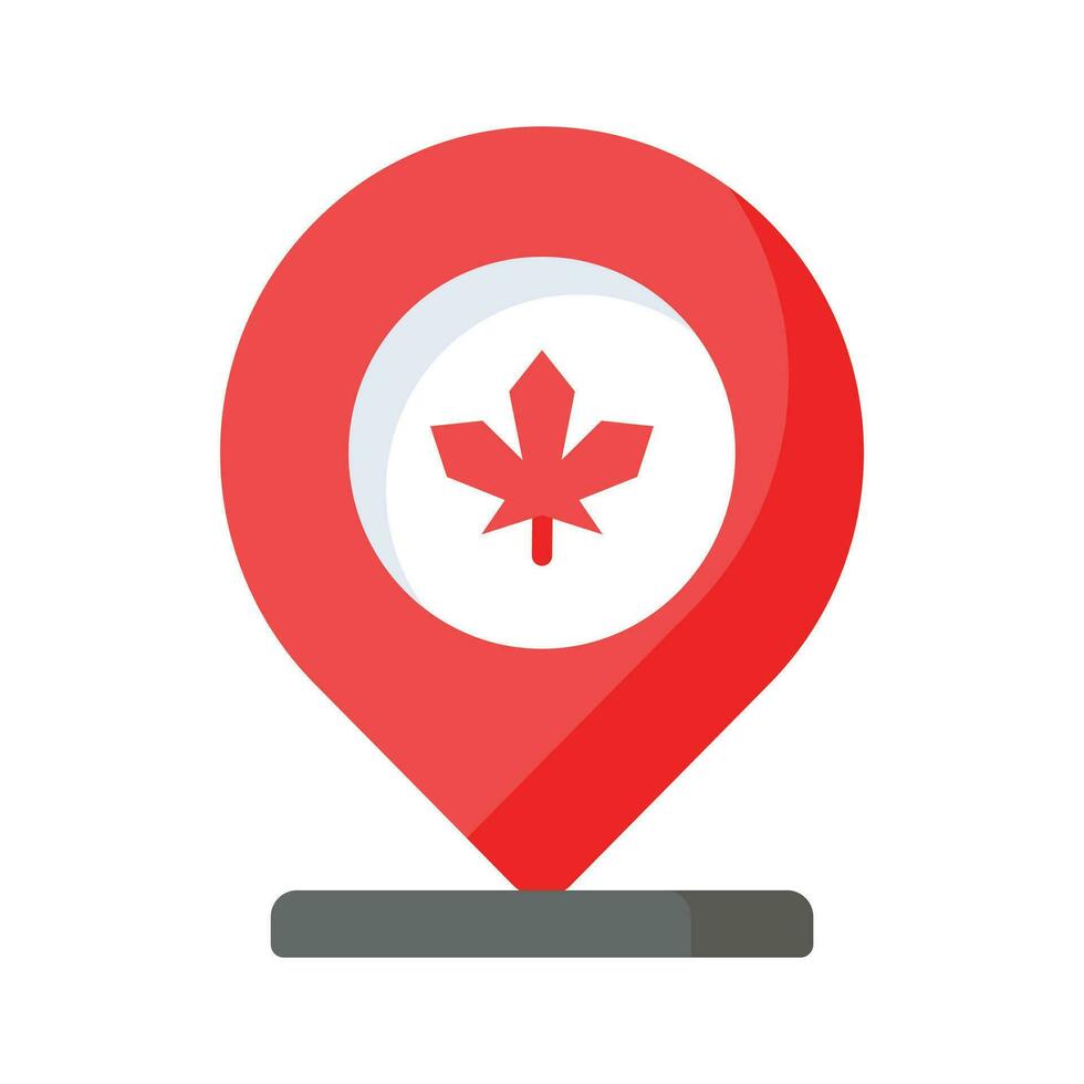 Location pin with maple leaf, icon of canadian location in modern style vector