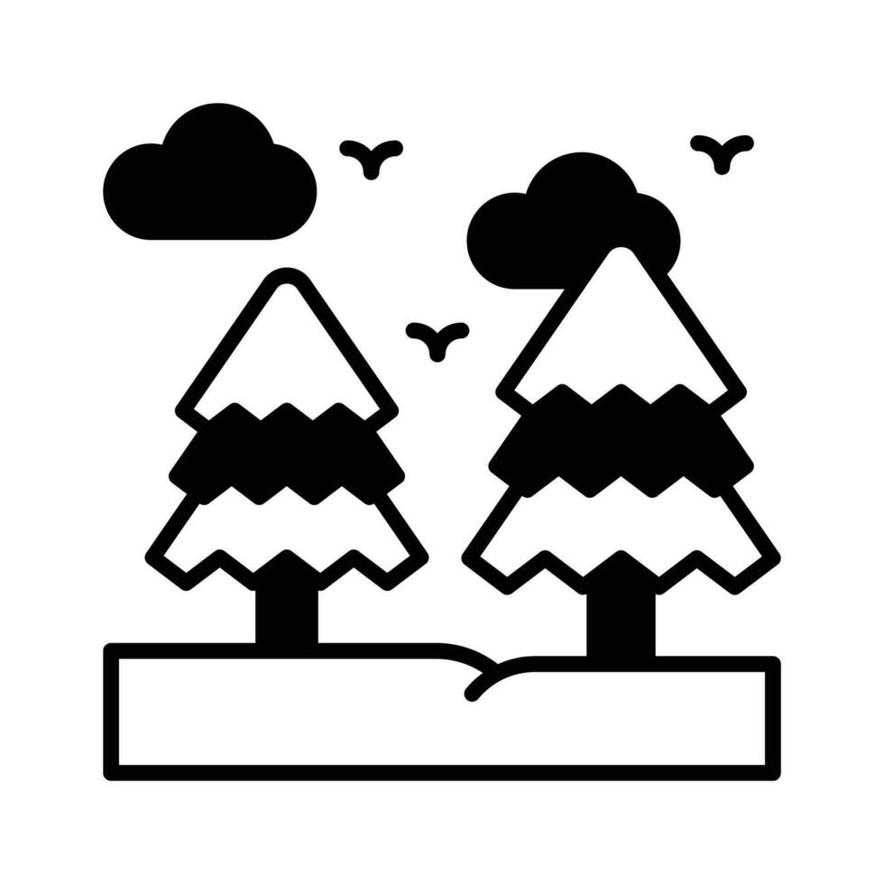 hermosamente diseñado icono de pino árbol, aislado en blanco antecedentes vector