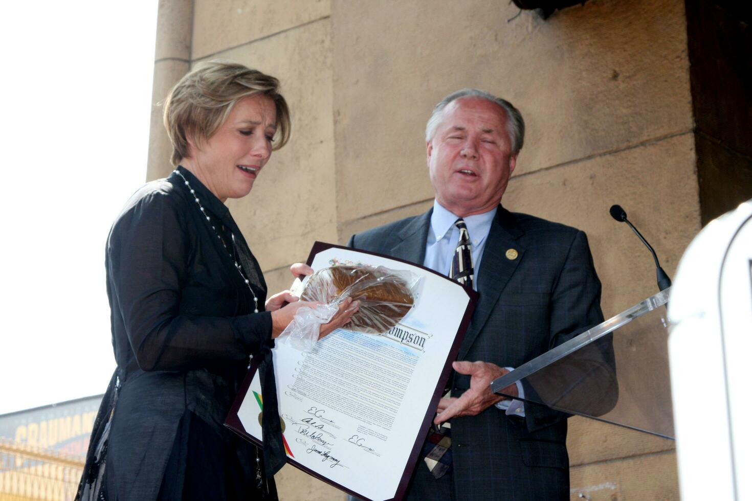 LOS ANGELES  AUGUST 5 Emma Thompson  Tom LeBonge at the Hollywood Walk of Fame Ceremony for Emma Thompson at Hollywood Walk of Fame on August 5 2010 in Los Angeles CA photo