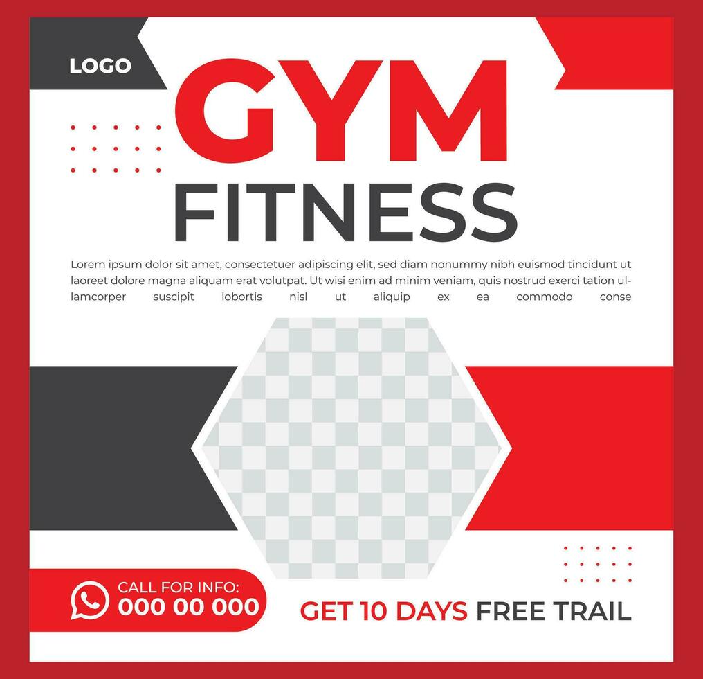 social media posts collection for gym with vector