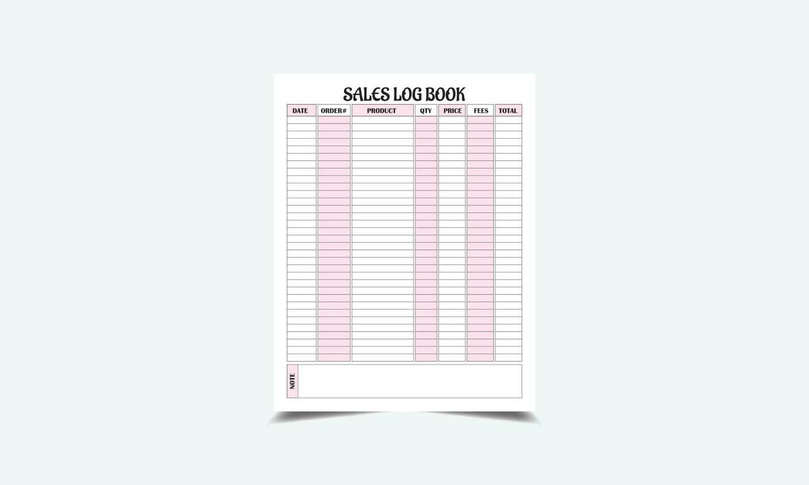 Sales Log Book kdp interior vector