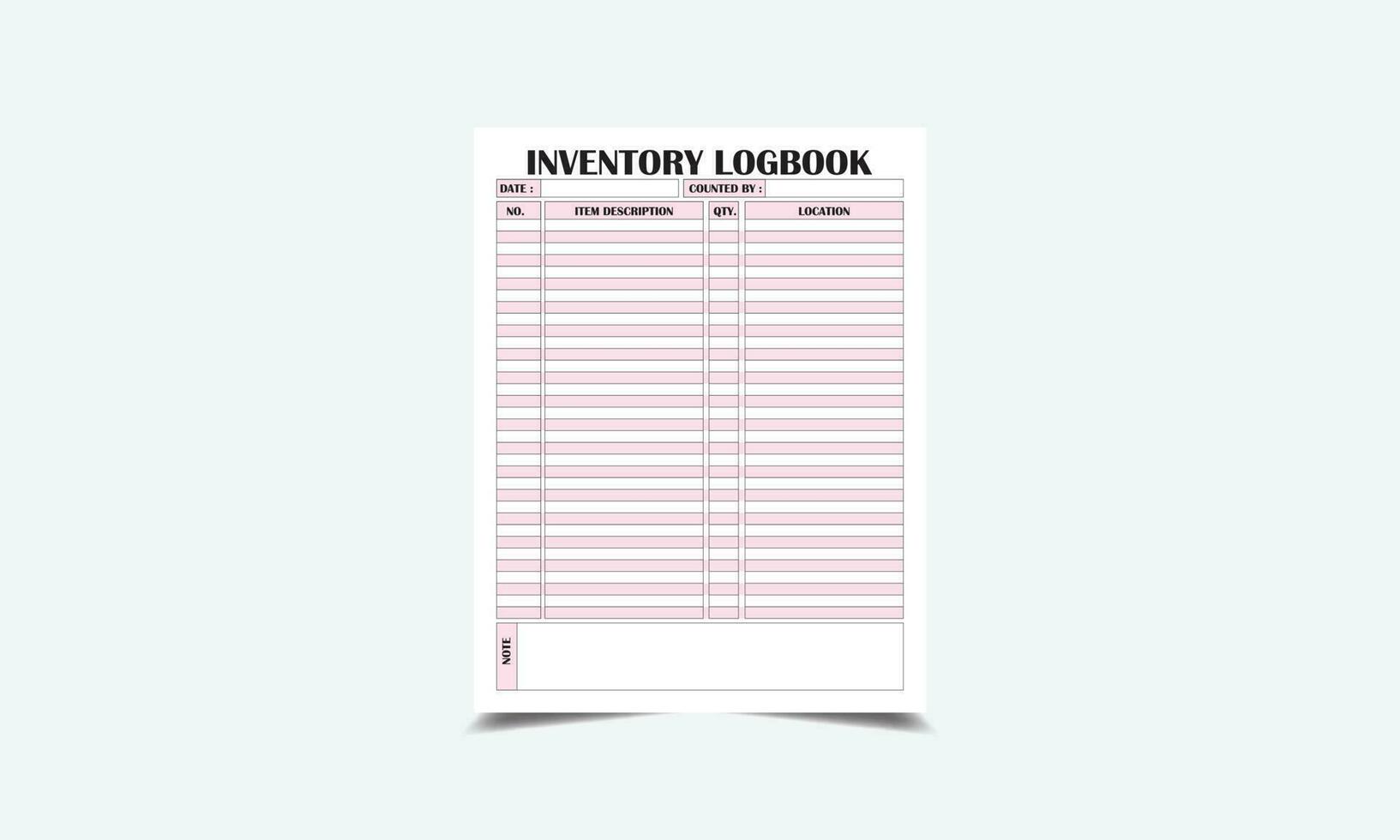Inventory Logbook kdp interior vector
