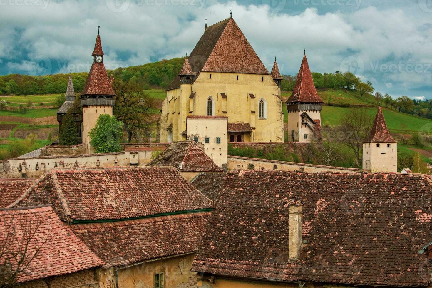 Biertan a very beautiful medieval village in Transylvania, Romania. A historical town in Romania that has preserved the Frankish and Gothic architectural style. Travel photo. photo