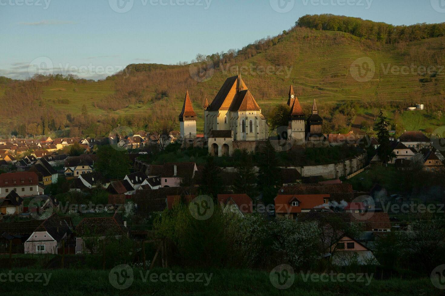 Biertan a very beautiful medieval village in Transylvania, Romania. A historical town in Romania that has preserved the Frankish and Gothic architectural style. Travel photo. photo