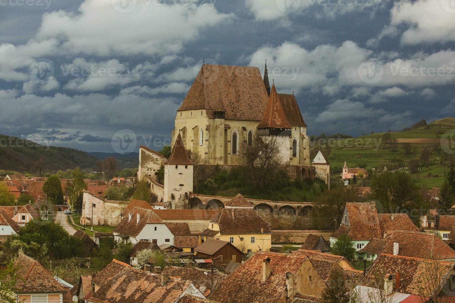 Biertan a very beautiful medieval village in Transylvania, Romania. A historical town in Romania that has preserved the Frankish and Gothic architectural style. Travel photo. photo