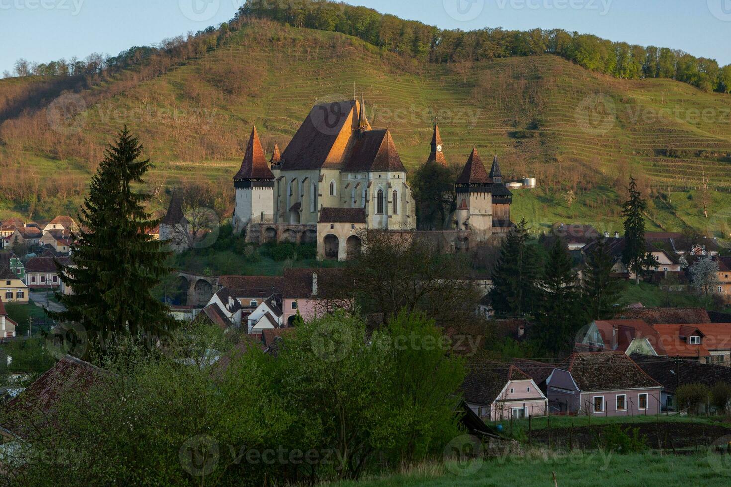 Biertan a very beautiful medieval village in Transylvania, Romania. A historical town in Romania that has preserved the Frankish and Gothic architectural style. Travel photo. photo