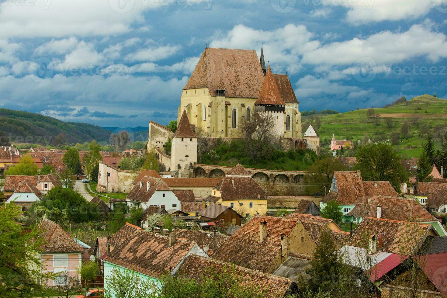 Biertan a very beautiful medieval village in Transylvania, Romania. A historical town in Romania that has preserved the Frankish and Gothic architectural style. Travel photo. photo