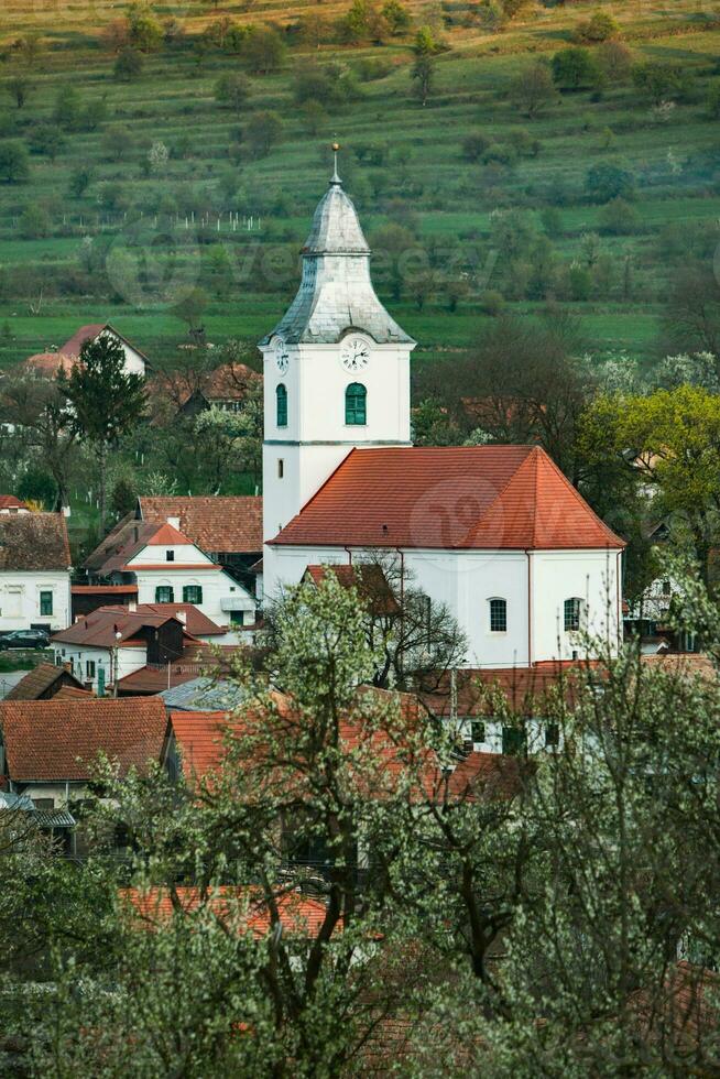 Rimetea is a small village located in Transylvania, Romania. It is situated in the Apuseni Mountains and is known for its picturesque setting and well preserved Hungarian architectural style. photo