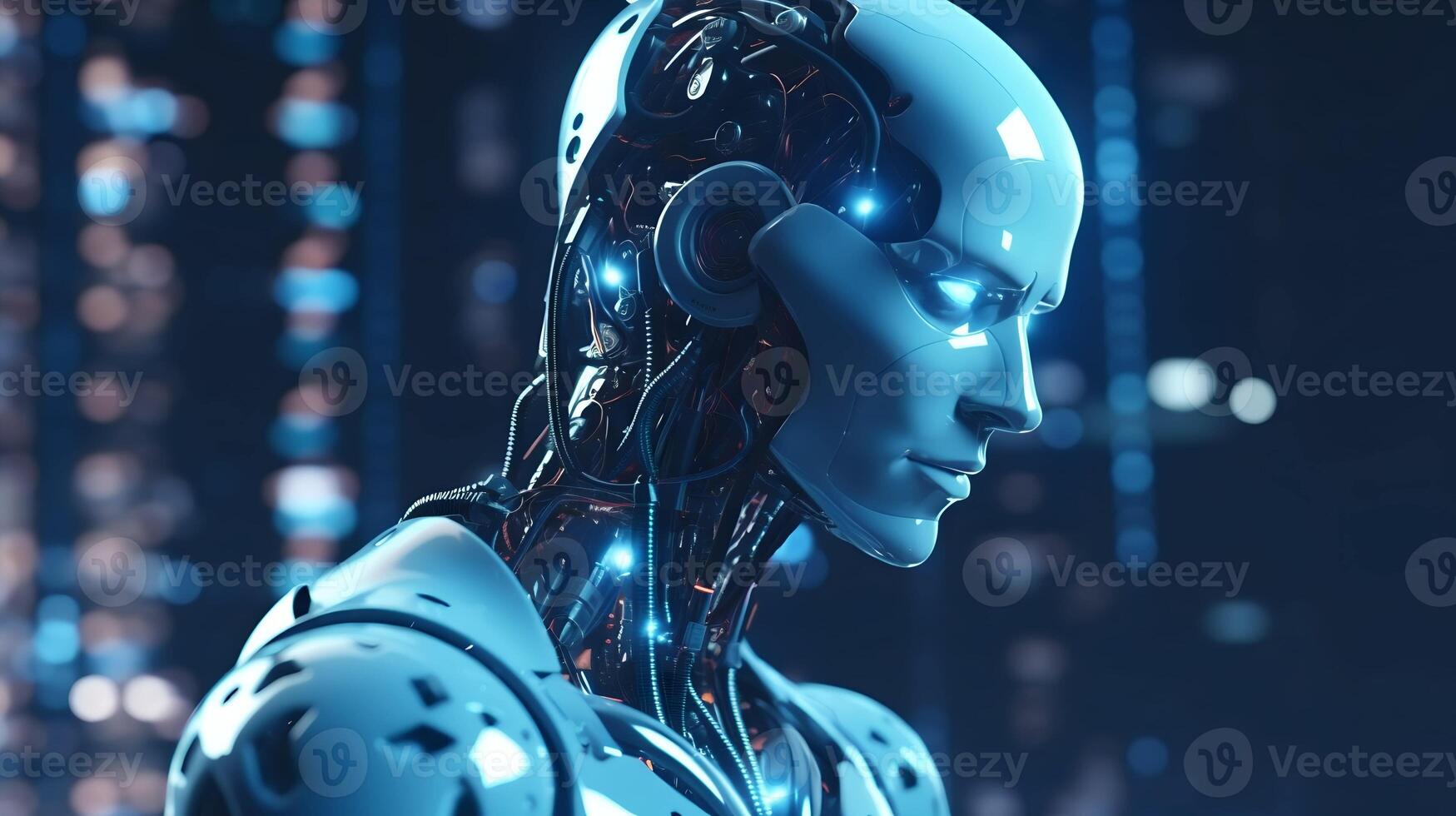 Cybernetic Robotic in Artificial Intelligence Assistant Technology Concept Background, photo