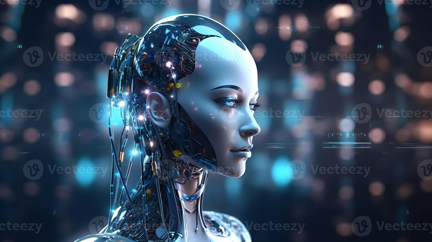 Cybernetic Robotic in Artificial Intelligence Technology Concept Background, photo