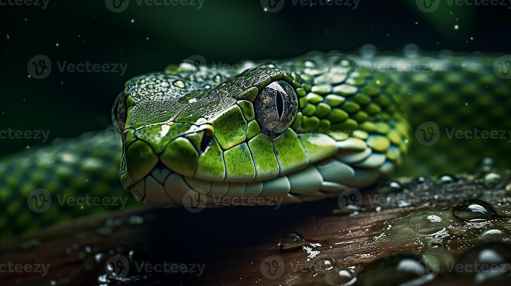 Wild Nature Poisonous Viper Tongue Spiral Snakes in close up portrait generated by ai photo