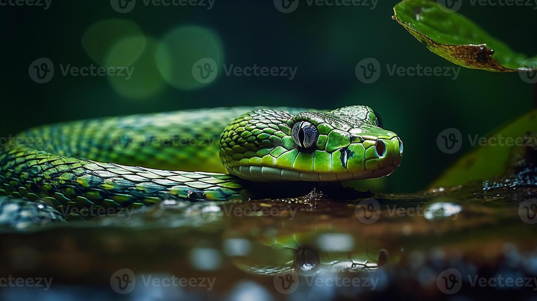 salvaje naturaleza venenoso víbora lengua espiral serpientes en cerca arriba retrato generado por ai foto