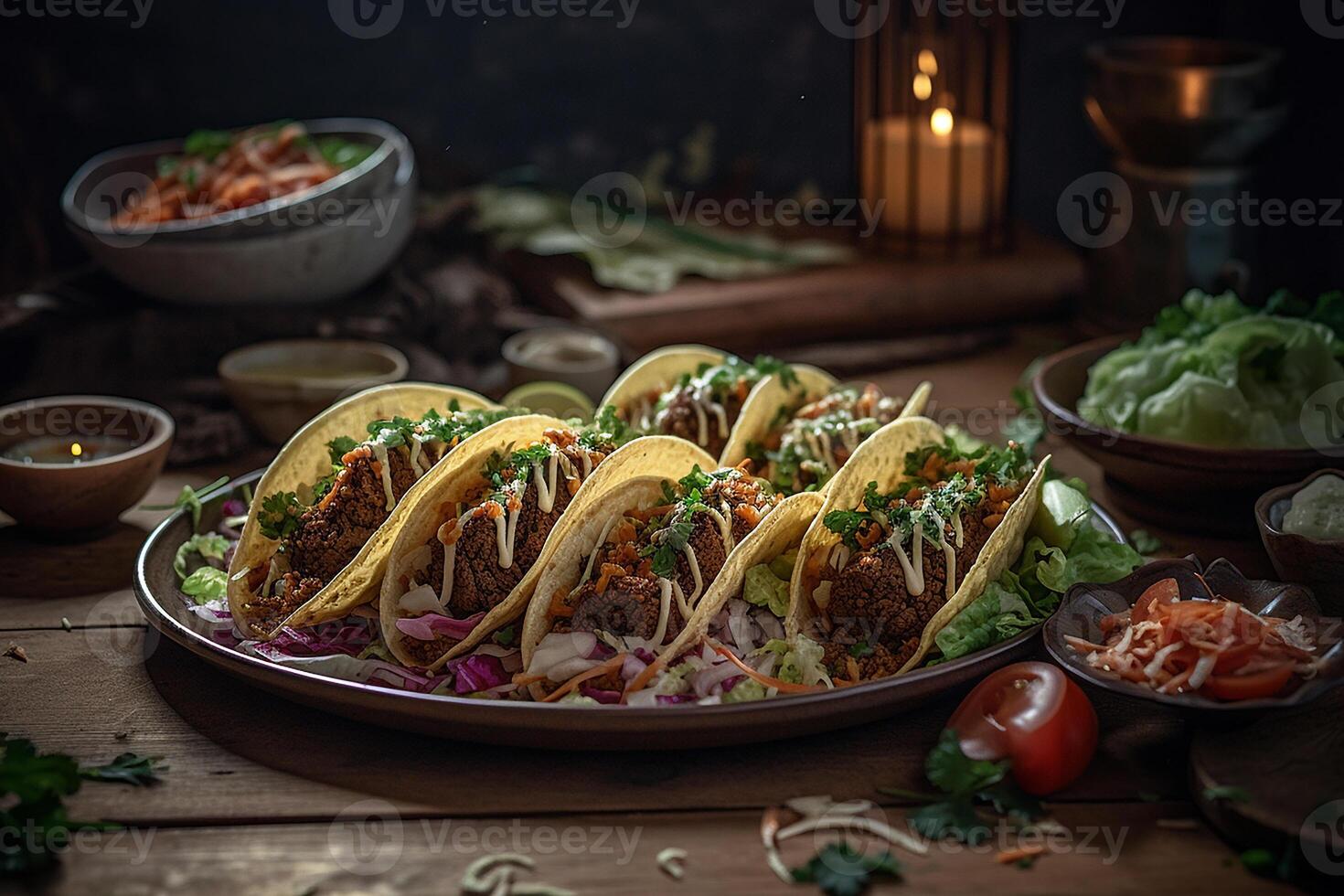 plato de tacos, ai generado foto