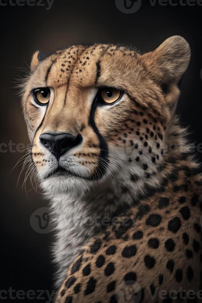 Cheetah portrait on dark background. photo