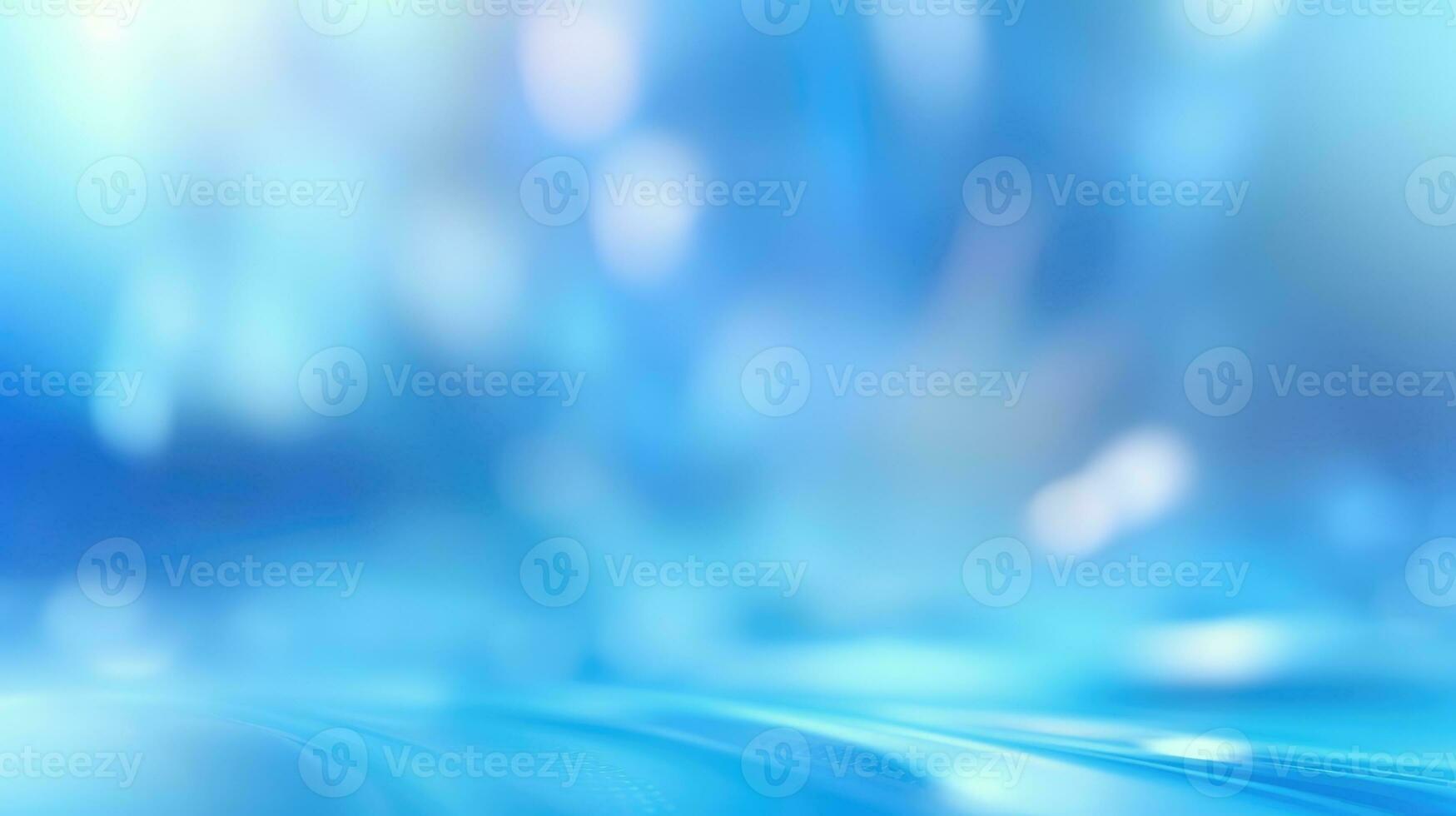 Abstract light blue blurred background with beautiful lighting spots and reflections photo