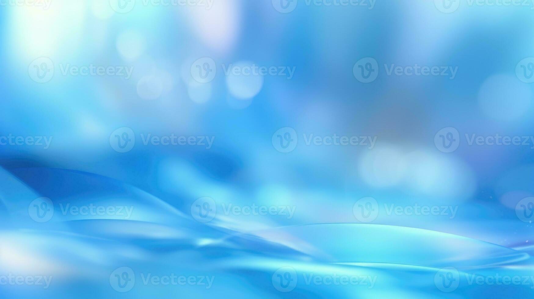 Abstract light blue blurred background with beautiful lighting spots and reflections photo