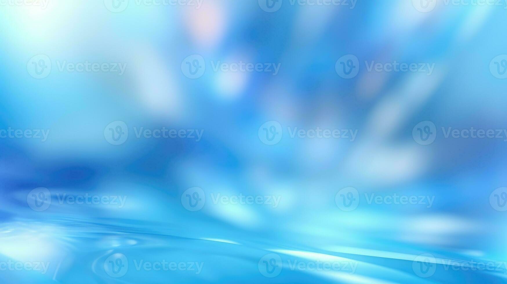 Abstract light blue blurred background with beautiful lighting spots and reflections photo