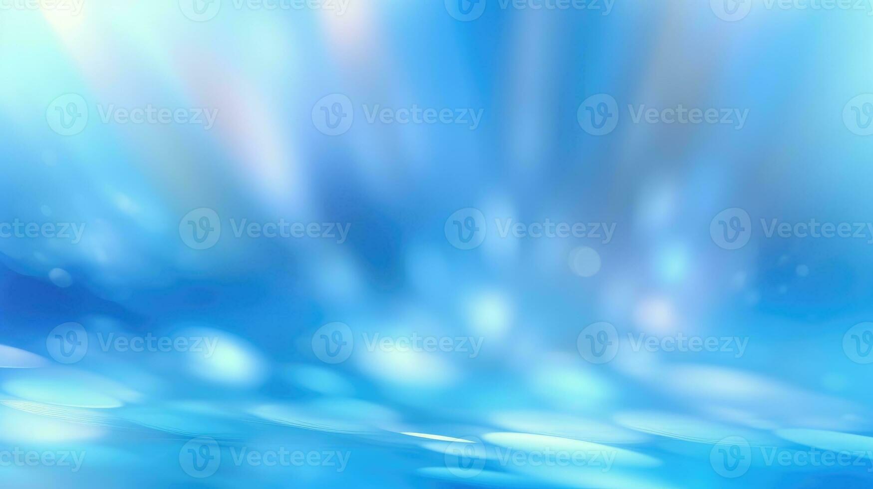 Abstract light blue blurred background with beautiful lighting spots and reflections photo