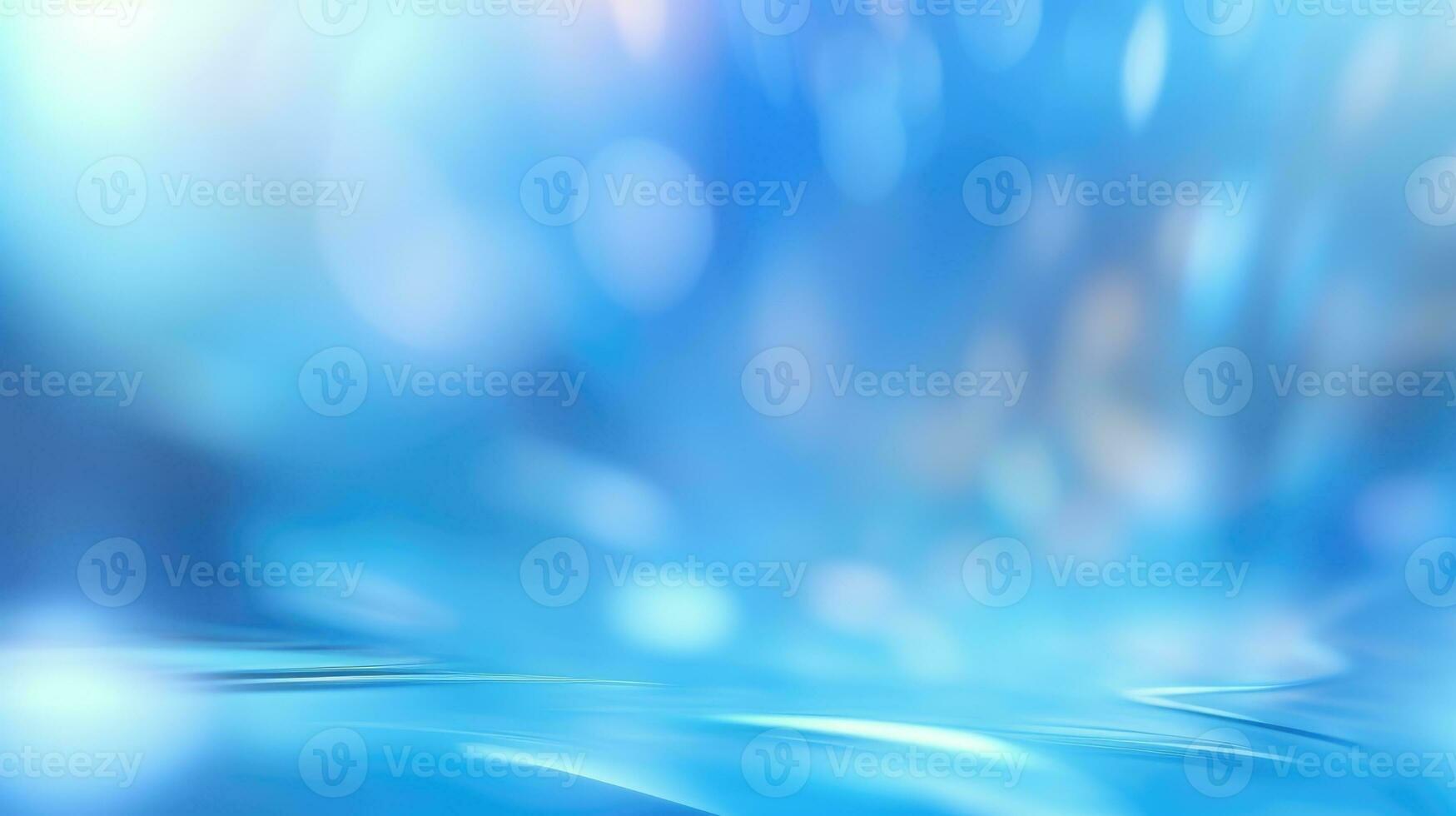 Abstract light blue blurred background with beautiful lighting spots and reflections photo