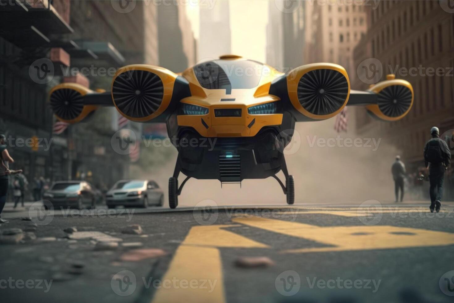 Air car or taxi of the future, urban air mobility, photo