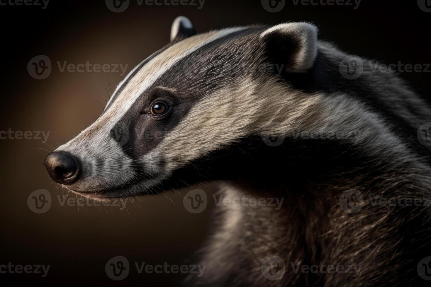 tejón retrato en oscuro antecedentes. ai generativo foto