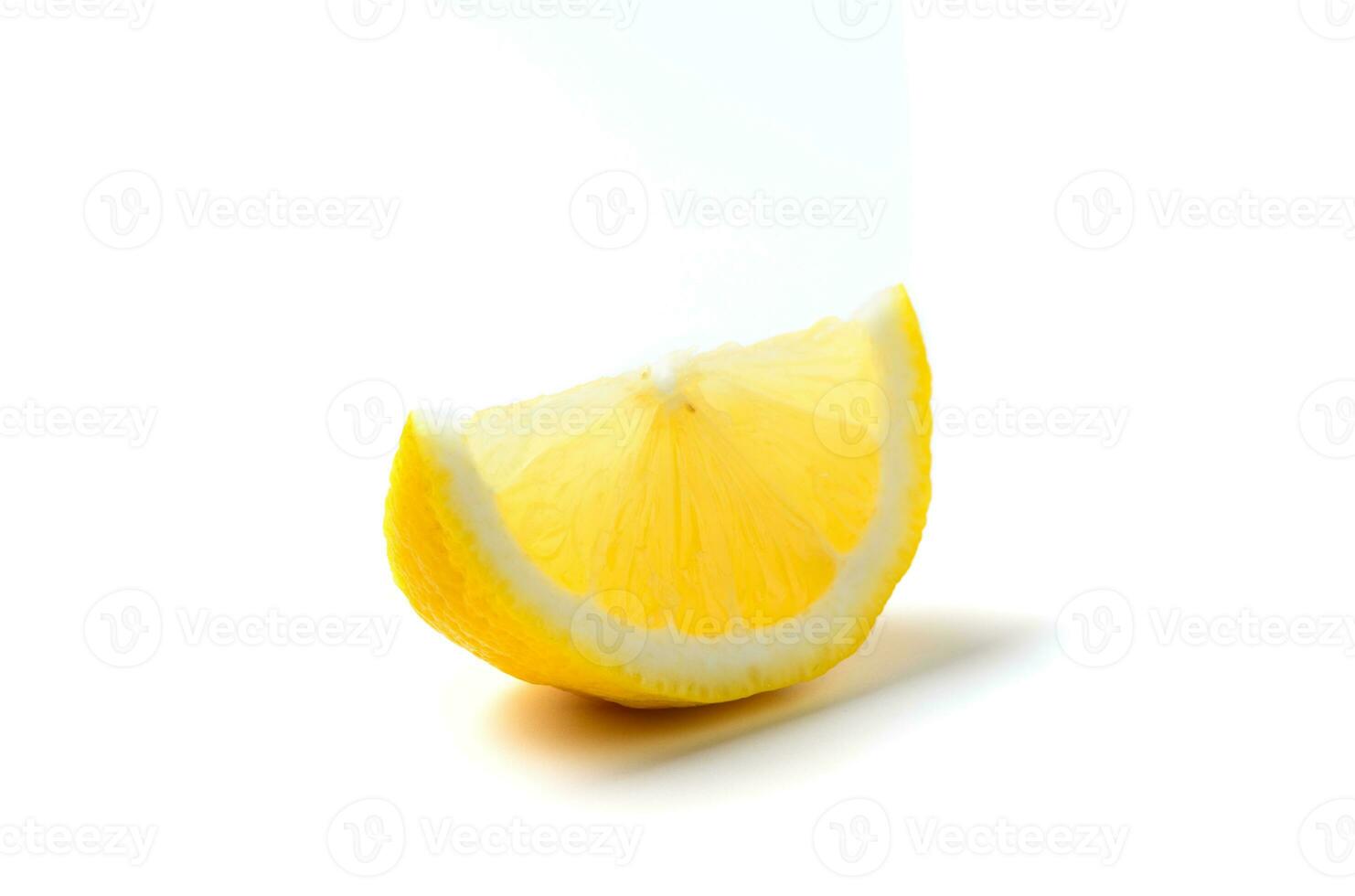 Fresh sliced lemon isolated on white background, photo