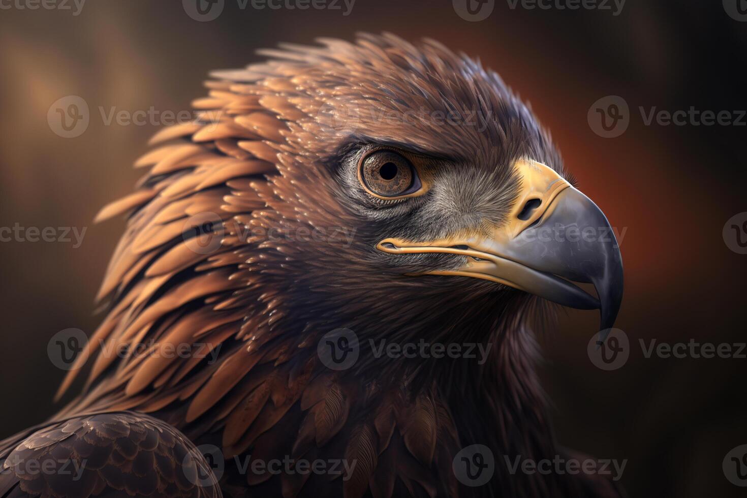 Endangered animal, rare bird. Portrait of beautiful steppe eagle with a beak looking away. photo