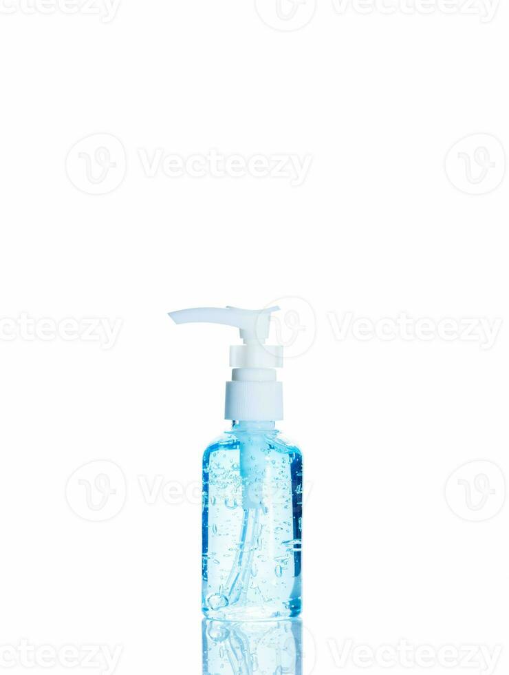 Hand sanitizer bottle or alcohol gel isolated on white background photo