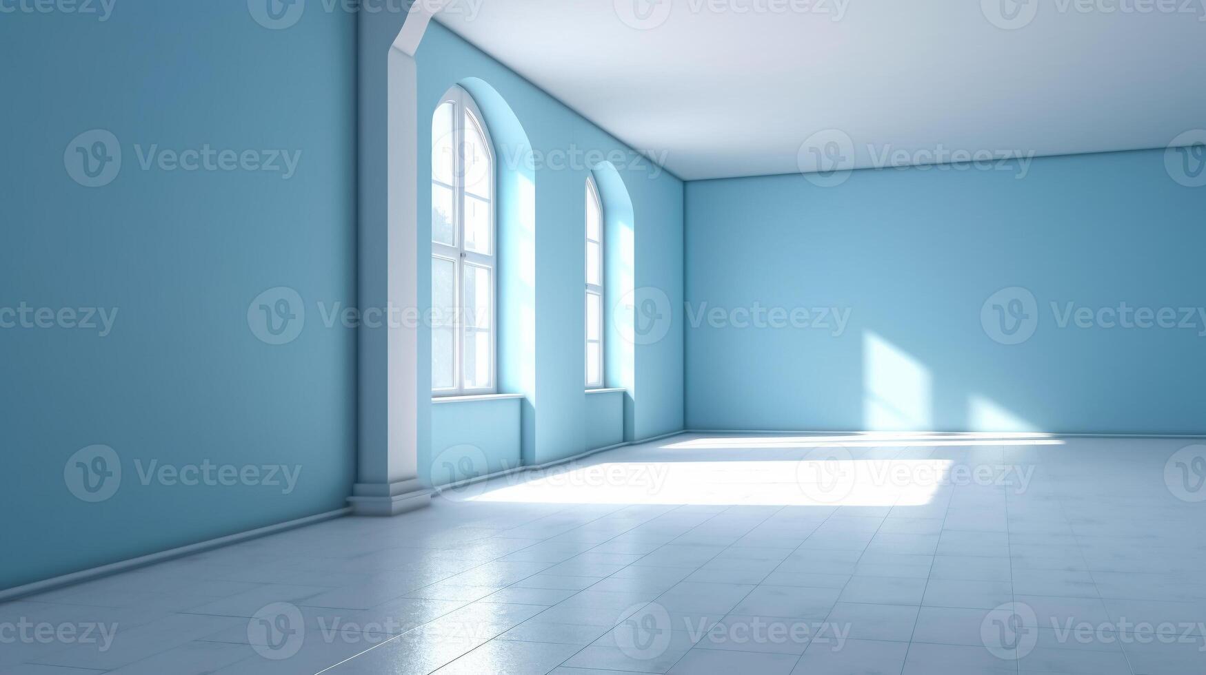 vacío azul habitación Bosquejo diseño. ai generado foto