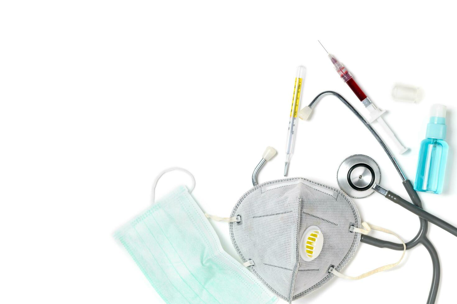 protective mask  mask with stethoscope and thermometer photo
