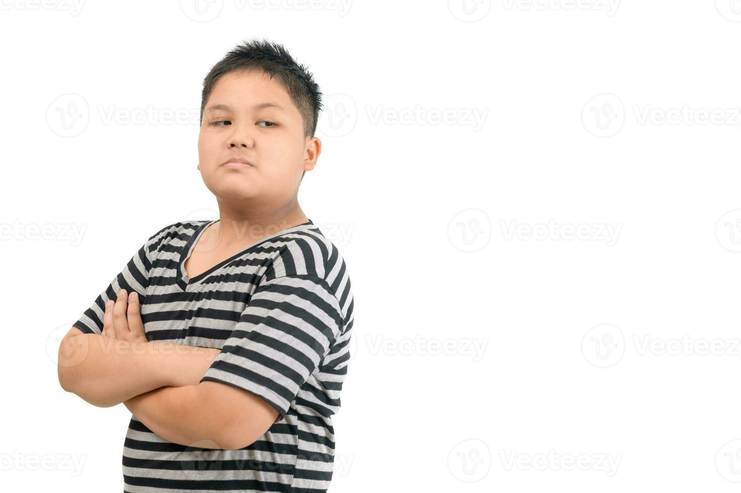 Kid Asian boy face expression envy, jealous isolated white background photo